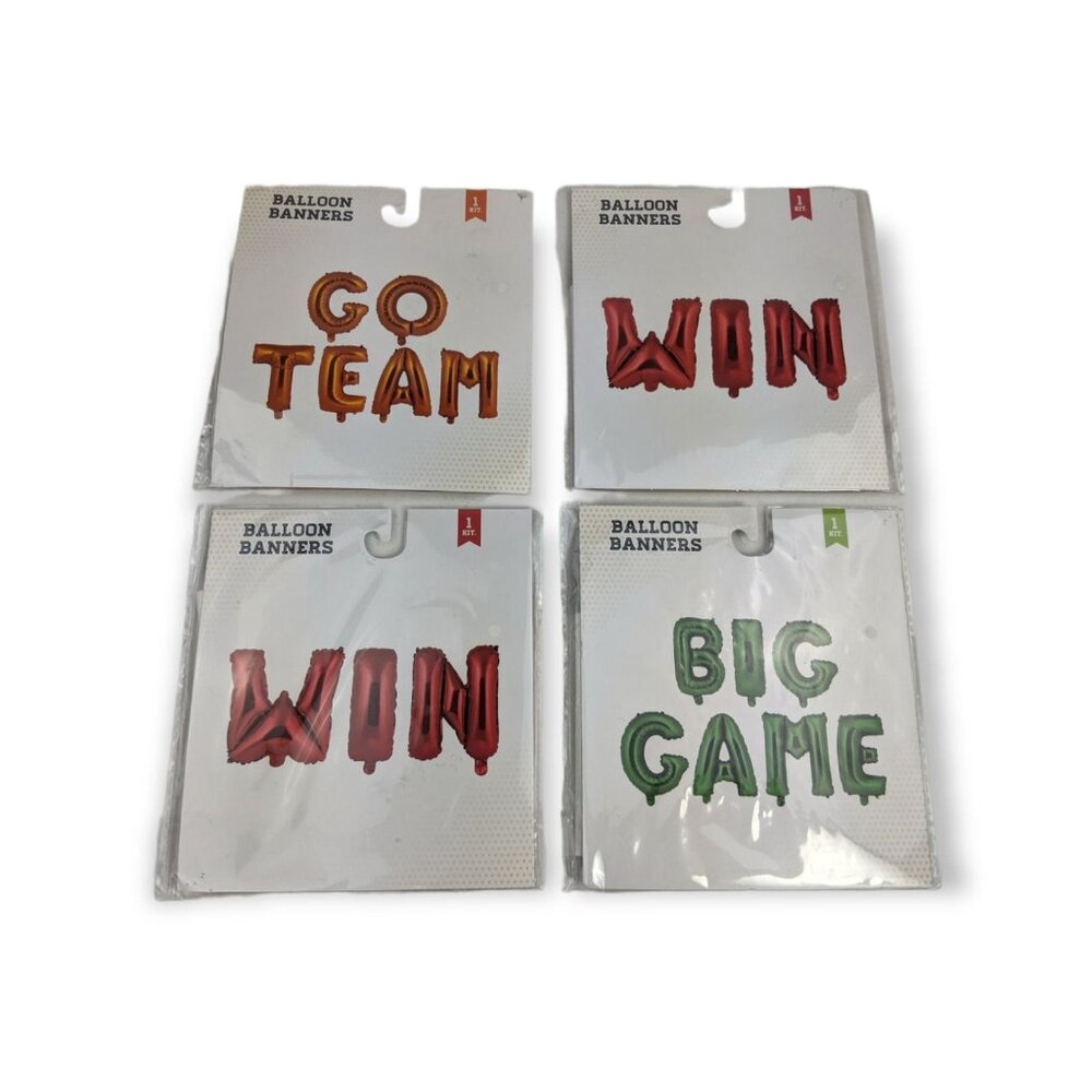 Lucky Star 14 inch Sports Helium Balloon Banners Variety Pack 4 Pieces (New)